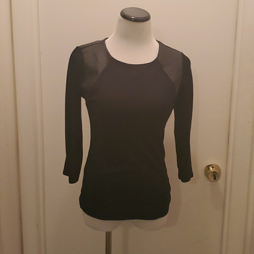 Black top with leatherette accent